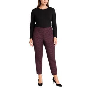 Chico’s Perfect Stretch Slim Ankle Pants Red & Purple Geometric Size 1.5